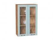 Шкаф верхний с 2-мя остекленными дверцами Ницца 920*600*318 Голубой / Дуб Вотан