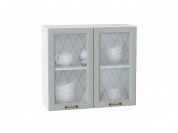 Шкаф верхний с 2-мя остекленными дверцами Ницца 716*800*318 Графит / Белый