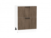 Шкаф нижний с 2-мя ящиками Флэт 816*600*478 Brown Casella Oak 2S / Белый