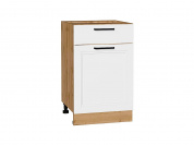 Шкаф нижний с 1-ой дверцей и ящиком Нео 816*500*480 White Silk / Дуб Вотан