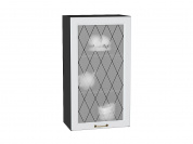 Шкаф верхний с 1-ой остекленной дверцей Ницца 920*500*318 Белый / Graphite