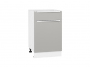 Шкаф нижний с 1-ой дверцей и ящиком Фьюжн 816*500*480 Silky Light Grey / Белый