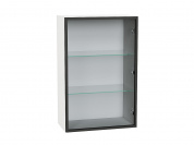 Шкаф верхний с 1-ой остекленной дверцей (полки стекло) 920*600*322 Черный / Белый