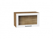 Шкаф верхний горизонтальный остекленный Сканди 358*600*320 White Silkwood / Дуб Вотан