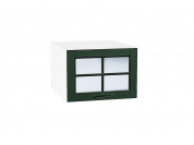Шкаф верхний горизонтальный остекленный глубокий Дублин 358*500*574 Special Green / Белый