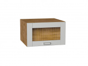 Шкаф верхний горизонтальный остекленный глубокий Лофт 358*600*576 Grey Silk / Дуб Вотан