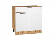 Шкаф нижний с 2-мя дверцами и ящиком Флэт 816*800*478 White In 2S / Дуб Вотан