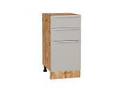 Шкаф нижний с 3-мя ящиками Фьюжн 816*400*480 Silky Light Grey / Дуб Вотан