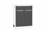 Шкаф нижний с 2-мя дверцами и ящиком Фьюжн 816*600*480 Stormy Silk / Белый