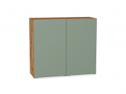 Шкаф верхний с 2-мя дверцами Фьюжн 716*800*320 Silky Mint / Дуб Вотан