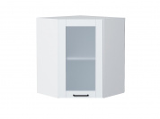 Шкаф верхний угловой остекленный Флэт Плюс 716*600*600 White In 2S / Белый