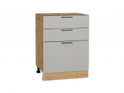 Шкаф нижний с 3-мя ящиками Флэт 816*600*478 Light Grey In 2S / Дуб Вотан