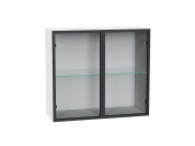 Шкаф верхний с 2-мя остекленными дверцами 716*800*322 Черный / Белый