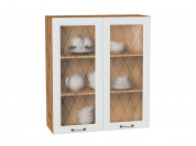 Шкаф верхний с 2-мя остекленными дверцами Ницца 920*800*318 Белый / Дуб Вотан