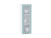 Шкаф верхний с 1-ой остекленной дверцей Ницца 920*300*318 Голубой / Белый