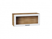 Шкаф верхний горизонтальный остекленный Барселона 358*800*324 Белый / Дуб Вотан