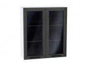 Шкаф верхний с 2-мя остекленными дверцами Глетчер 920*800*318 Маренго Силк / Белый