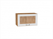 Шкаф верхний горизонтальный остекленный Ницца 358*600*318 Белый / Дуб Вотан