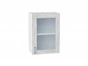 Шкаф верхний с 1-ой остекленной дверцей Лофт 716*500*320 Nordic Oak / Белый