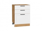 Шкаф нижний с 3-мя ящиками Нео 816*600*480 White Silk / Дуб Вотан