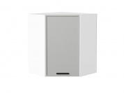 Шкаф верхний угловой Фрейм 716*600*600 Grey Silk / Белый