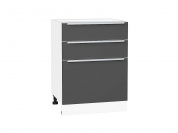 Шкаф нижний с 3-мя ящиками Фьюжн 816*600*480 Stormy Silk / Белый