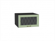 Шкаф верхний горизонтальный остекленный глубокий Ницца 358*600*574 Дуб оливковый / Graphite