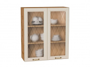 Шкаф верхний с 2-мя остекленными дверцами Ницца 920*800*318 Агат / Дуб Вотан