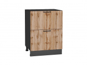 Шкаф нижний с 2-мя ящиками Флэт 816*600*478 Wotan Oak 2S / Graphite