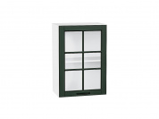 Шкаф верхний с 1-ой остекленной дверцей Дублин 716*500*318 Special Green / Белый