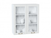 Шкаф верхний с 2-мя остекленными дверцами Ницца 920*800*318 Белый / Белый