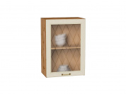 Шкаф верхний с 1-ой остекленной дверцей Ницца 716*500*318 Дуб крем / Дуб Вотан