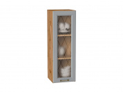 Шкаф верхний с 1-ой остекленной дверцей Ницца 920*300*318 Графит / Дуб Вотан