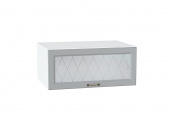 Шкаф верхний горизонтальный остекленный глубокий Ницца 358*800*574 Графит / Белый