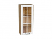 Шкаф верхний с 1-ой остекленной дверцей Дублин 920*400*318 Special White / Дуб Вотан