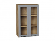 Шкаф верхний с 2-мя остекленными дверцами Ницца 920*600*318 Magnum / Дуб Вотан