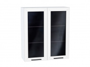 Шкаф верхний с 2-мя остекленными дверцами Глетчер 920*800*318 Айленд Силк / Белый