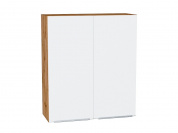 Шкаф верхний с 2-мя дверцами Фьюжн 920*800*320 Silky White / Дуб Вотан