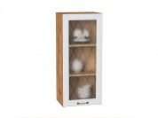 Шкаф верхний с 1-ой остекленной дверцей Ницца 920*400*318 Белый / Дуб Вотан