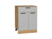 Шкаф нижний с 2-мя дверцами и ящиком Фрейм 816*600*484 Grey Silk / Дуб Вотан