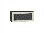 Шкаф верхний горизонтальный остекленный Ницца 358*800*318 Дуб крем / Graphite