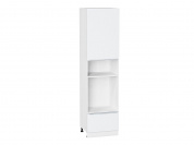 Шкаф пенал с 1-ой дверцей и ящиком под технику Фьюжн 2336*600*576 Silky White / Белый