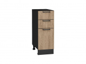 Шкаф нижний с 3-мя ящиками Флэт 816*300*478 Natural Casella Oak 2S / Graphite