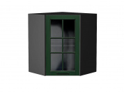 Шкаф верхний угловой остекленный Дублин 716*600*600 Special Green / Graphite