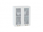 Шкаф верхний с 2-мя остекленными дверцами Ницца 716*600*318 Белый / Белый