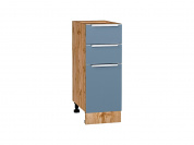 Шкаф нижний с 3-мя ящиками Фьюжн 816*300*480 Silky Blue / Дуб Вотан