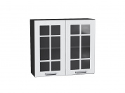 Шкаф верхний с 2-мя остекленными дверцами Прага 716*800*318 Белое дерево / Graphite