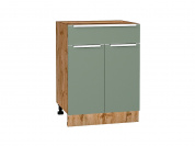 Шкаф нижний с 2-мя дверцами и ящиком Фьюжн 816*600*480 Silky Mint / Дуб Вотан