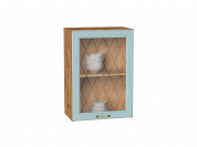 Шкаф верхний с 1-ой остекленной дверцей Ницца 716*500*318 Голубой / Дуб Вотан