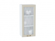 Шкаф верхний с 1-ой остекленной дверцей Ницца 920*400*318 Агат / Белый